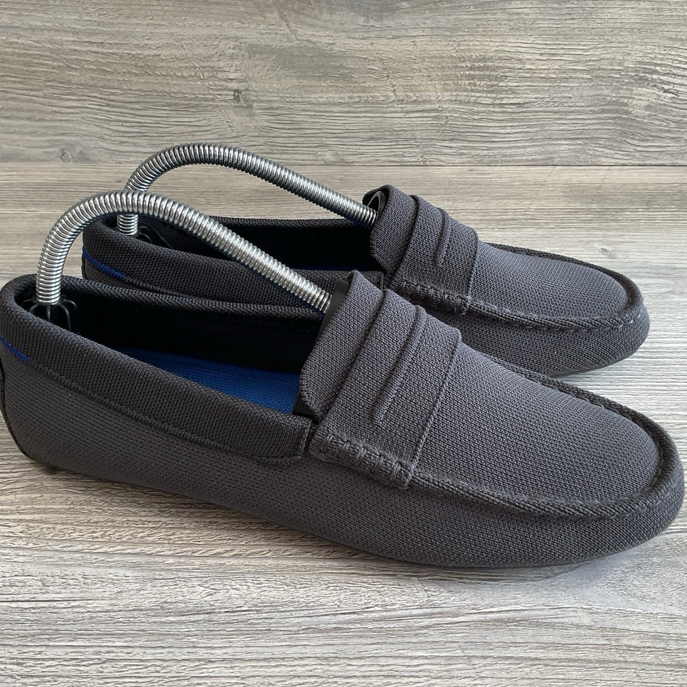 Rothys Knit Driving Loafers Slip On Shoes Mens Size 9 Charcoal Gray Lightweight